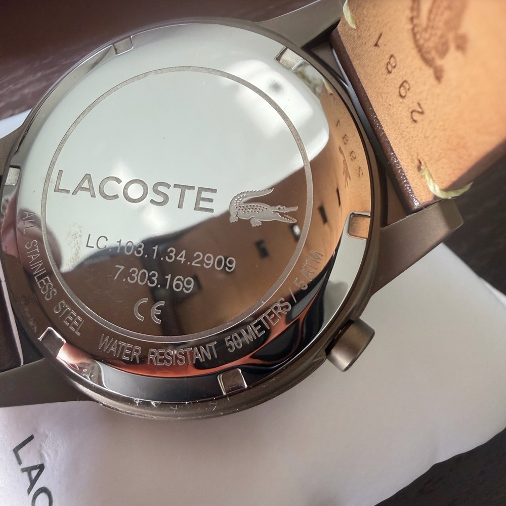 Lacoste Men's Brown Dial Watch with Brown Leather Strap - Picture 4 of 5